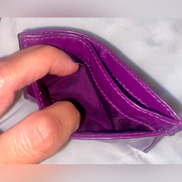 Coach Signature C Purple Patent Leather Credit Card Holder - Picture 8 of 10